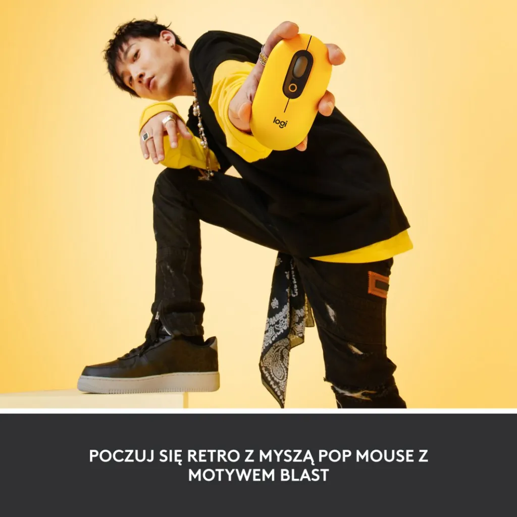 Maus Logitech POP, wireless, Bluetooth, i zi dhe i verdhë - 2