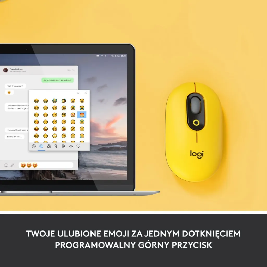 Maus Logitech POP, wireless, Bluetooth, i zi dhe i verdhë - 3