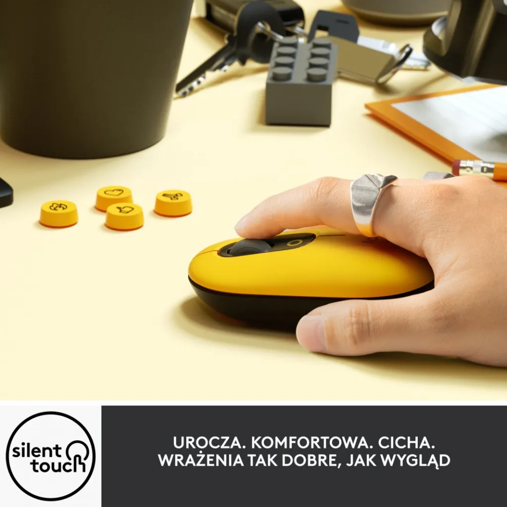Maus Logitech POP, wireless, Bluetooth, i zi dhe i verdhë - 4