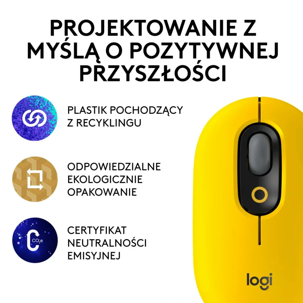 Maus Logitech POP, wireless, Bluetooth, i zi dhe i verdhë - 5