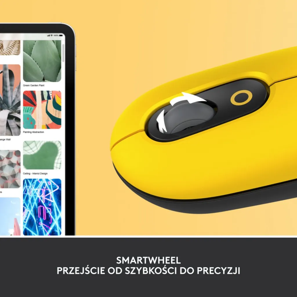 Maus Logitech POP, wireless, Bluetooth, i zi dhe i verdhë - 7