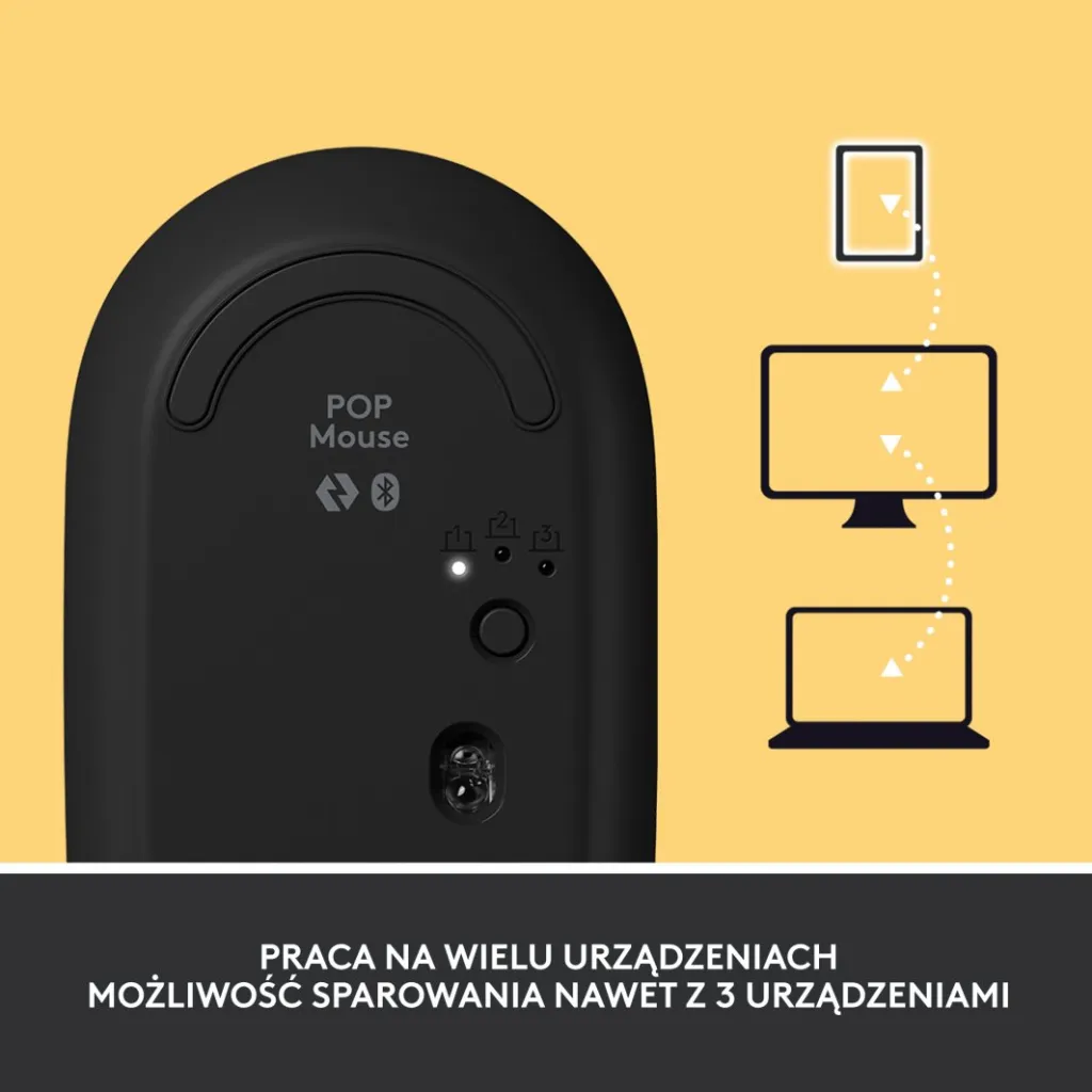 Maus Logitech POP, wireless, Bluetooth, i zi dhe i verdhë - 8