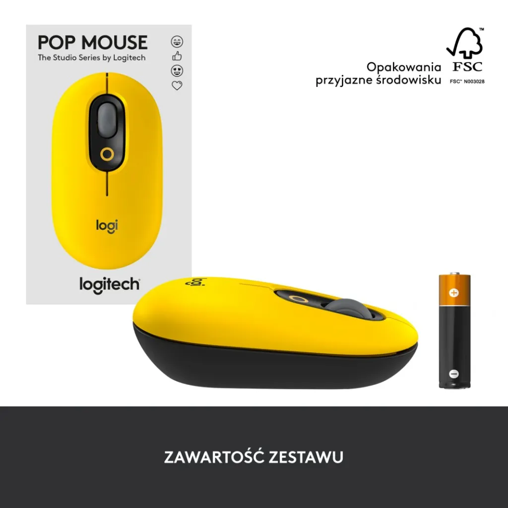 Maus Logitech POP, wireless, Bluetooth, i zi dhe i verdhë - 9