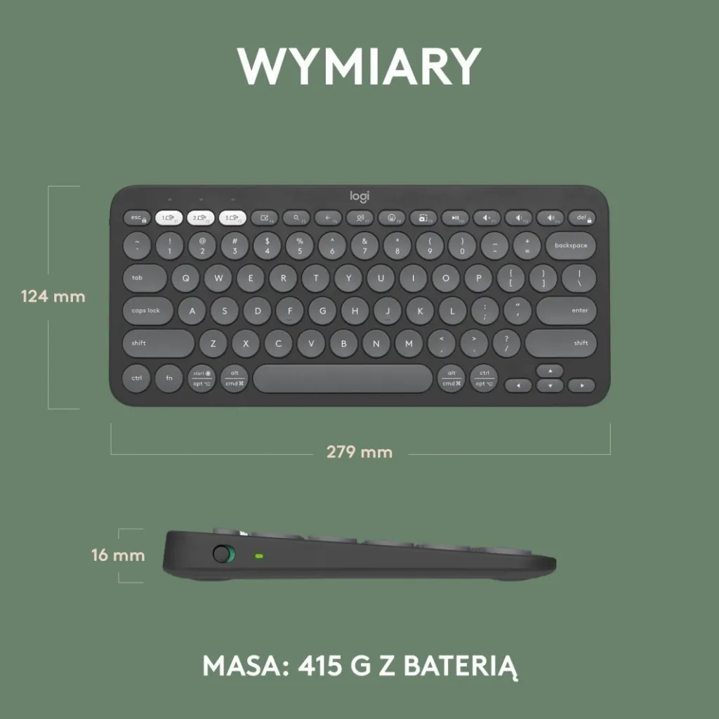 Tastierë Logitech Pebble, wireless, US INTL, grafit - 9