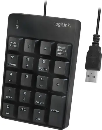 Tastierë LogiLink ID0184, numerike, me kabllo, US, e zezë