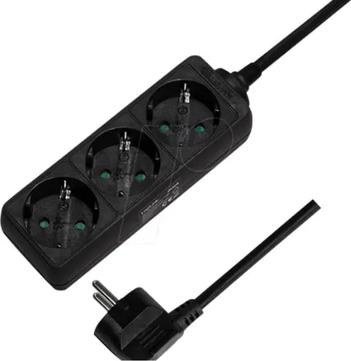 Kabllo vazhduese LogiLink, 3 priza, 1.5m - 1