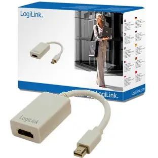 Adapter / Kabllo mini DisplayPort / LogiLink DP → HDMI / 0.15m – Bardhë
