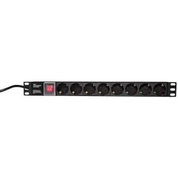 Kabllo për Furnizim me Energji LogiLink 8-Fach Steckdosenleiste 19″ 1HE me 2m Anschlusskabel dhe Shkëputës