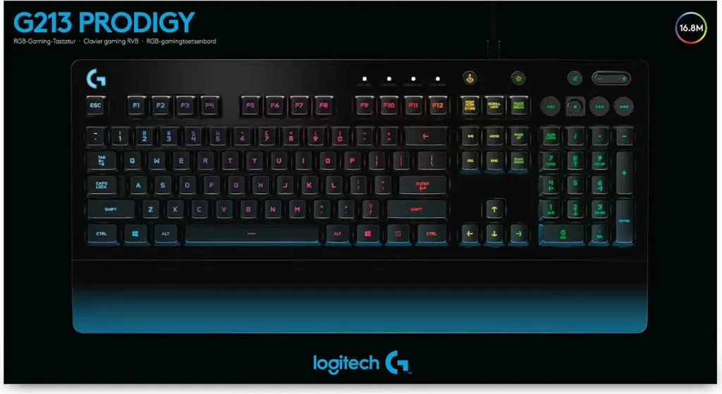 Tastierë gaming Logitech G213 Prodigy, RGB LED, full-size, me kabllo, e zezë - 3
