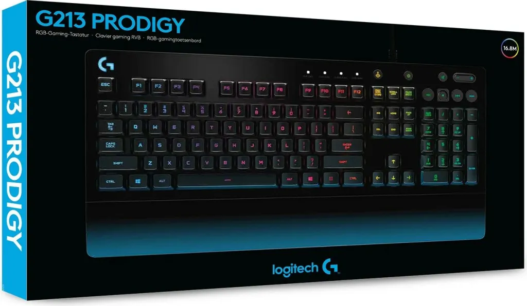 Tastierë gaming Logitech G213 Prodigy, RGB LED, full-size, me kabllo, e zezë - 10