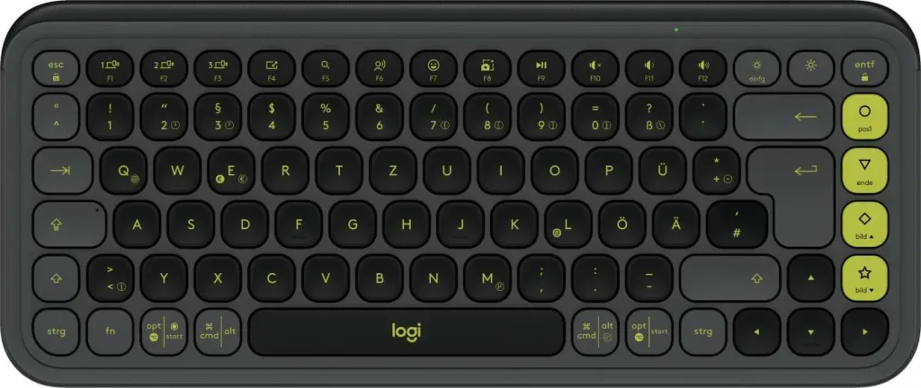 Tastierë mini Logitech POP ICON KEYS, wireless, Bluetooth, QWERTZ, e zezë/verde - 2
