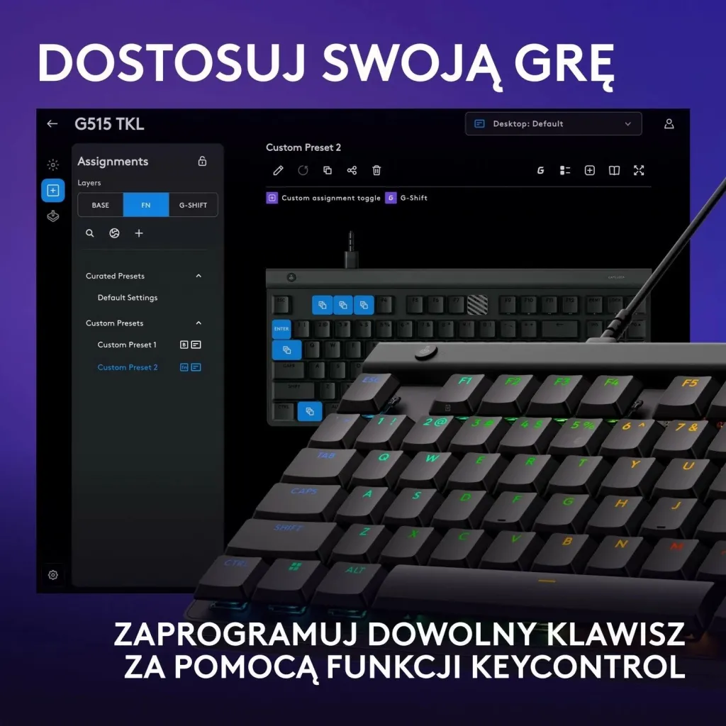 Tastierë gaming Logitech G515 TKL, mekanike, RGB, QWERTZ, e zezë - 5
