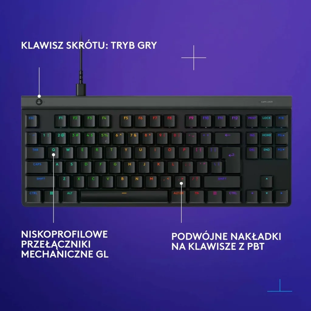 Tastierë gaming Logitech G515 TKL, mekanike, RGB, QWERTZ, e zezë - 7
