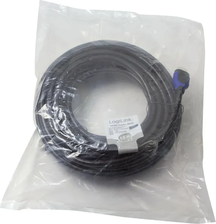 Kabllo HDMI LogiLink CH0067, 15m, 4K, 3D, e zezë - 1