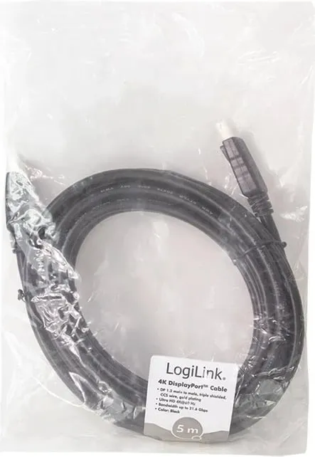 Kabllo DisplayPort LogiLink CD0103, 5m, 4K, e zezë - 6