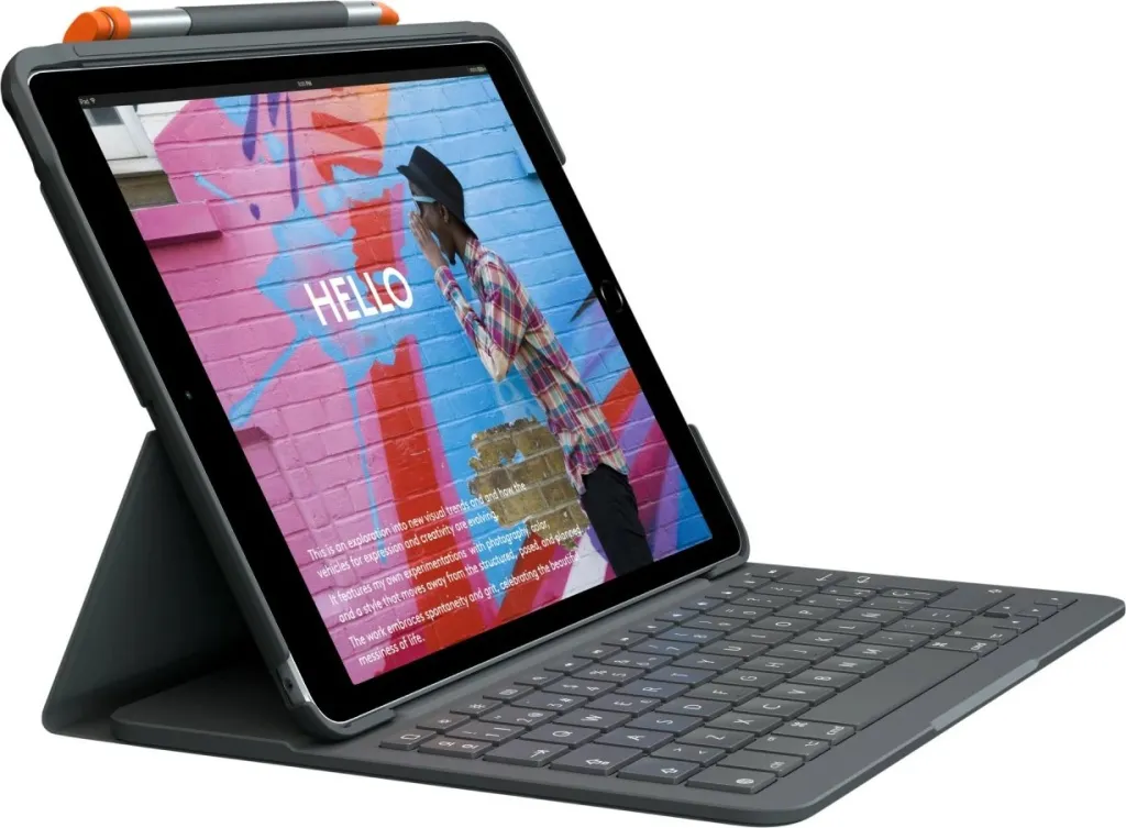 Tastierë me kasë Logitech Slim Folio për iPad 7/8/9, QWERTY, spanjisht, Bluetooth, graphite - 3