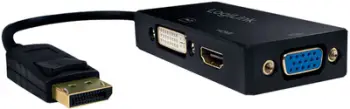 Përshtatës AV Adapter LogiLink DisplayPort - HDMI - D-Sub (VGA) - DVI-I, i zi
