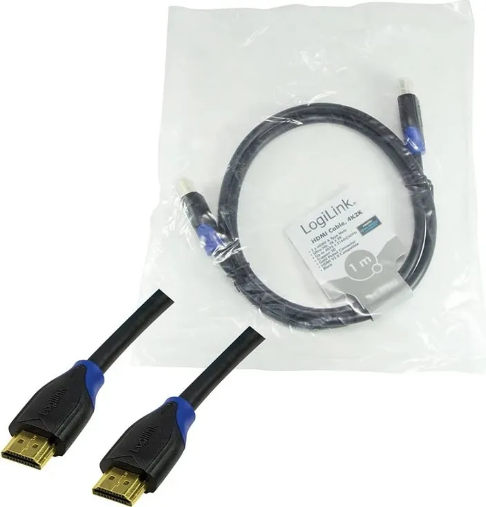 Kabllo HDMI LogiLink CH0061, 1m, 4K, 3D, e zezë - 1