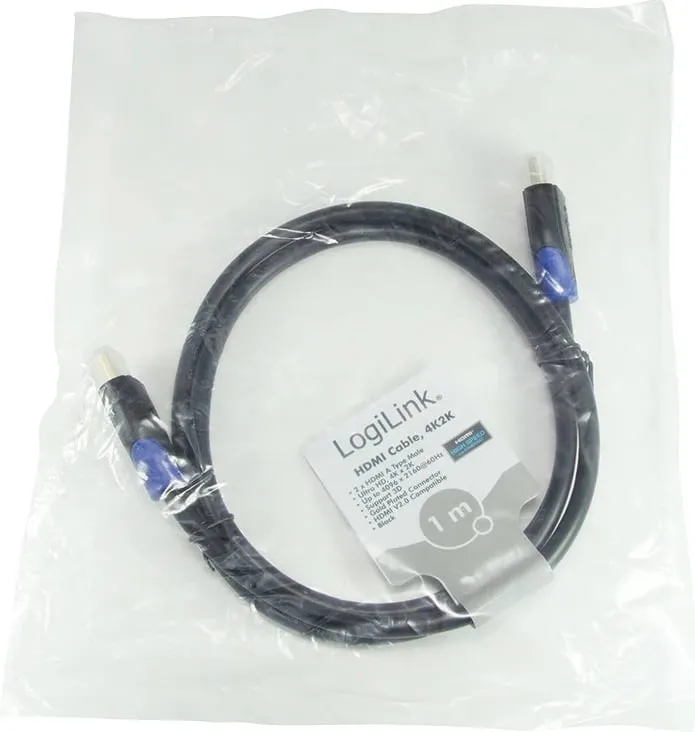 Kabllo HDMI LogiLink CH0061, 1m, 4K, 3D, e zezë - 6