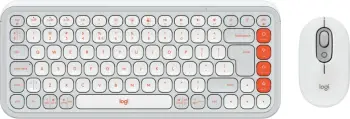 Tastierë Logitech POP ICON COMBO, Wireless, Bluetooth, Scissor key switch, QWERTY, Portokalli, Bardhë