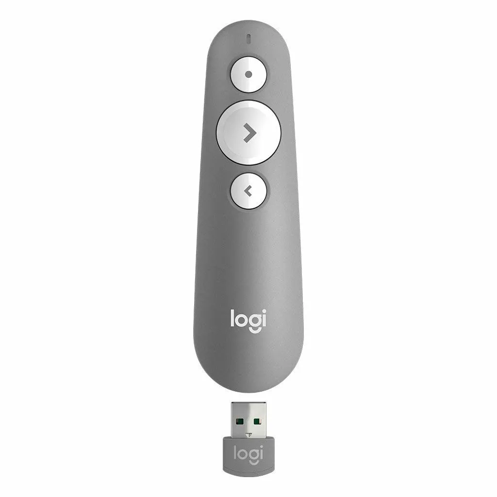 Telekomandë për prezantime Logitech R500, Bluetooth/RF, USB, 20 m, Gri - 1