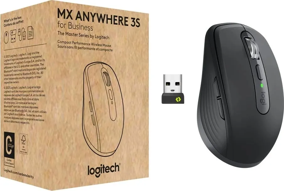 Maus Logitech MX Anywhere 3S për biznes, RF Wireless + Bluetooth, 8000 DPI, Grafit - 1