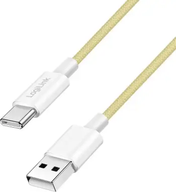 Kabëll LogiLink USB-A në USB-C 1.5m, najlon, verdhë