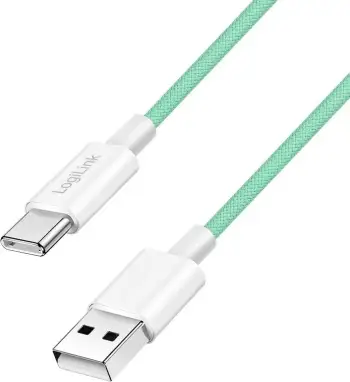 Kabëll USB-A në USB-C LogiLink 1.5m, najlon, i gjelbër