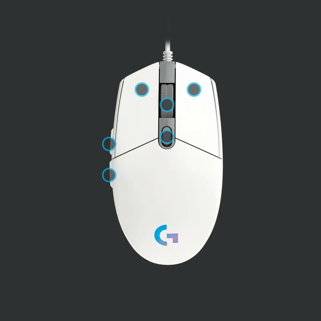 Maus Logitech G G203 LIGHTSYNC, USB Type-A, 8000 DPI, 1 ms, Bardhë - 4