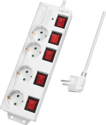 Shtepshija LogiLink LPS252, 4 priza, kabllo 1.5m, e bardhë
