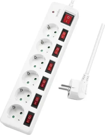 Zgjatues elektrik LogiLink LPS250, 6 dalje, kabllo 1.5 m, i bardhë