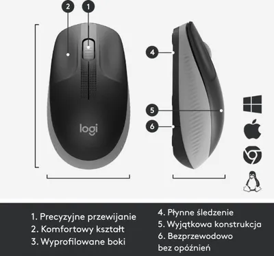 Maus Logitech M190 (910-005906), i zi / hirtë - 7