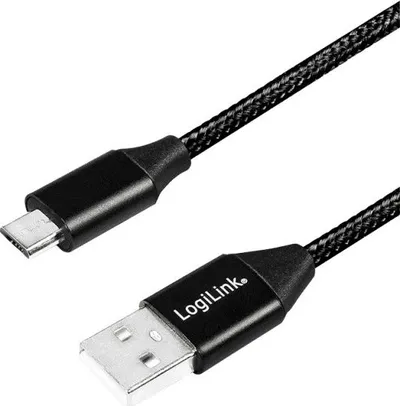 Kabllo LogiLink USB-A - microUSB, 1m, e zezë - 1