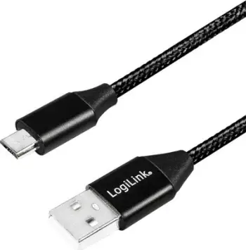 Kabllo LogiLink USB-A - microUSB, 1m, e zezë