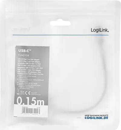 Adapter USB C në VGA, 1080p, trup alumini, kabllo 0.15m - 4