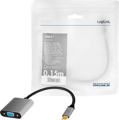 Adapter USB C në VGA, 1080p, trup alumini, kabllo 0.15m - 5