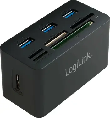 Hub USB 3.0 me lexues kartelash LogiLink CR0042, USB 3.2 Gen 1 (3.1 Gen 1) Type-A, 85 mm, 42 mm, 48 mm