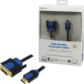 Kabllo LogiLink, DVI në HDMI, 5.0m, e zezë