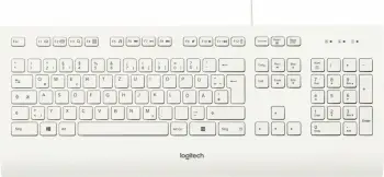 Tastierë Logitech K280e për Biznes, Full-size, Wired, USB, QWERTZ, Bardhë