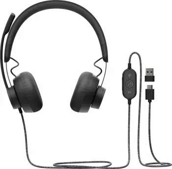 Kufje Logitech Zone Wired UC, me kabllo, për thirrje/muzikë, 211 g, grafit