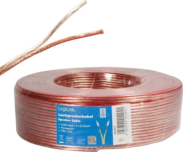 Kabllo audio LogiLink, 50.0m, transparent - 1