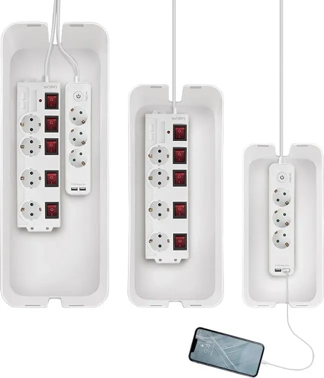 Set organizues kabllosh LogiLink Cable Cover KAB0078, 3 copë, i bardhë - 2