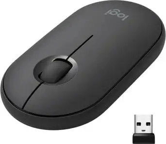 Maus Logitech Pebble M350, pa tela, Bluetooth + RF, 1000 DPI, grafit