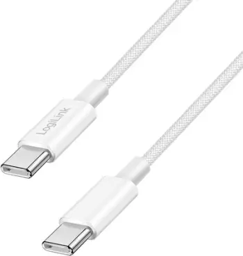 Kabëll USB-C LogiLink 1m, najlon, bardhë