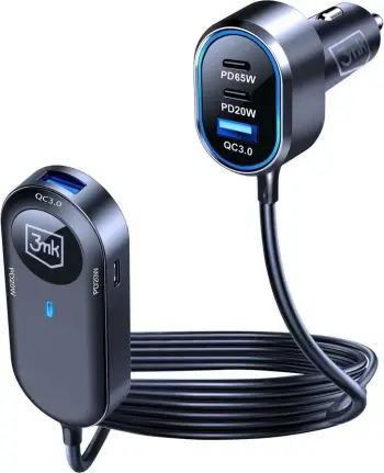 Karikues makinë 3mk Double Car Charger, 135W, 6 porta USB PD QC PPS, zi gri
