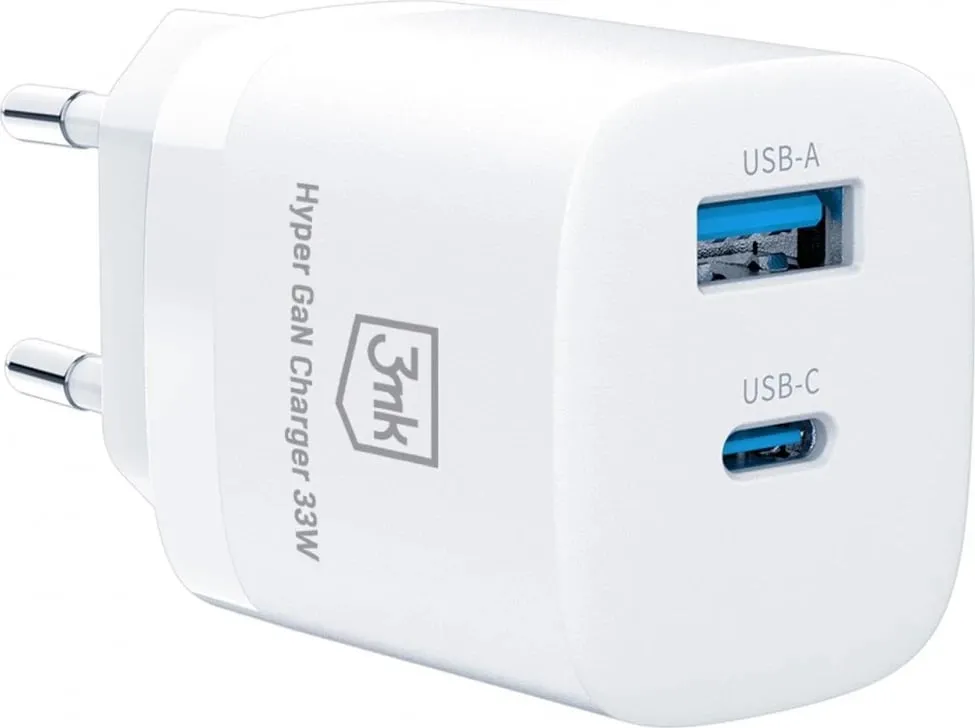 Karikues USB-A/USB-C, 3MK Hyper GaN, 33W, i bardhë - 3