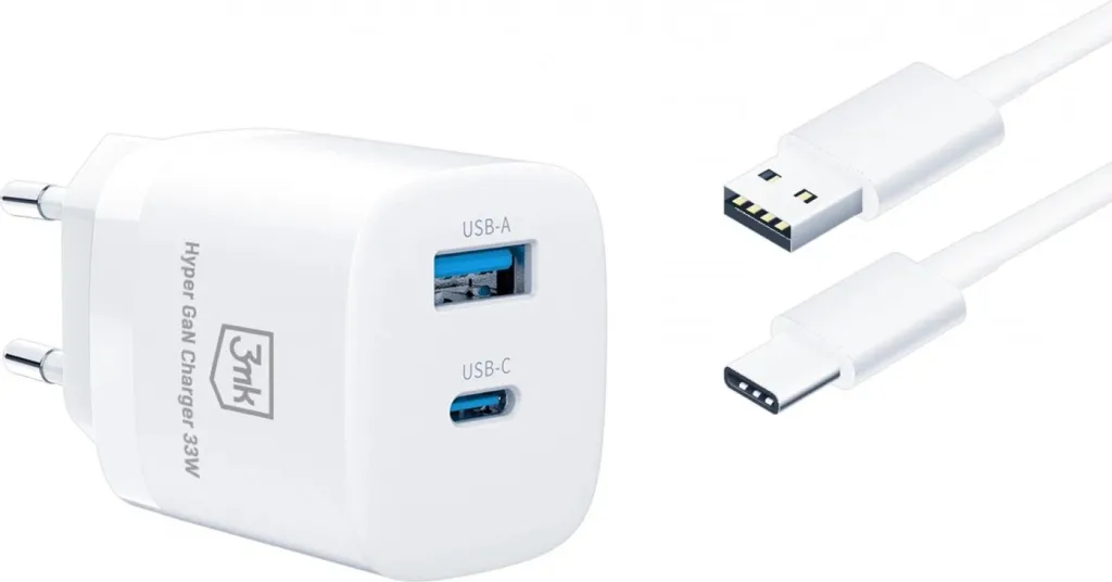Karikues USB-A/USB-C, 3MK Hyper GaN, 33W, i bardhë - 5