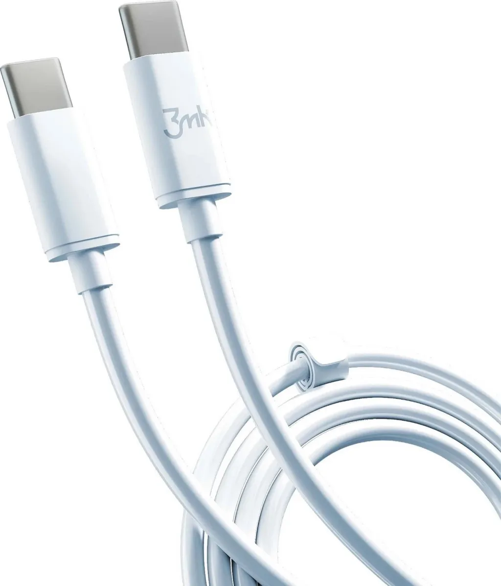 Kabllo 3mk Hyper USB-C, 2m, e bardhë - 1