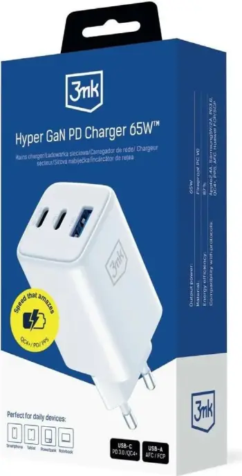 Karikues 3mk Hyper Charger GaN, 65W, i bardhë