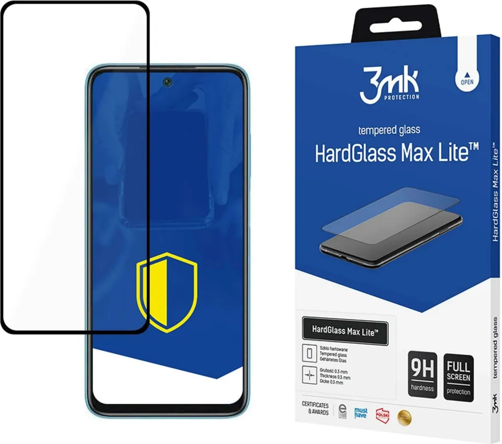 Mbrojtës ekrani 3MK HardGlass Max Lite, për Xiaomi Redmi 10C, xham i temperuar, kornizë e zezë - 1